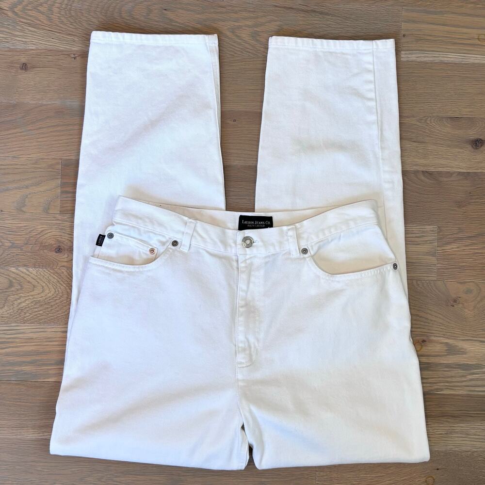VTG 90s Ralph Lauren Jeans Co. Straight Leg Jeans White High Waist Women Size 12